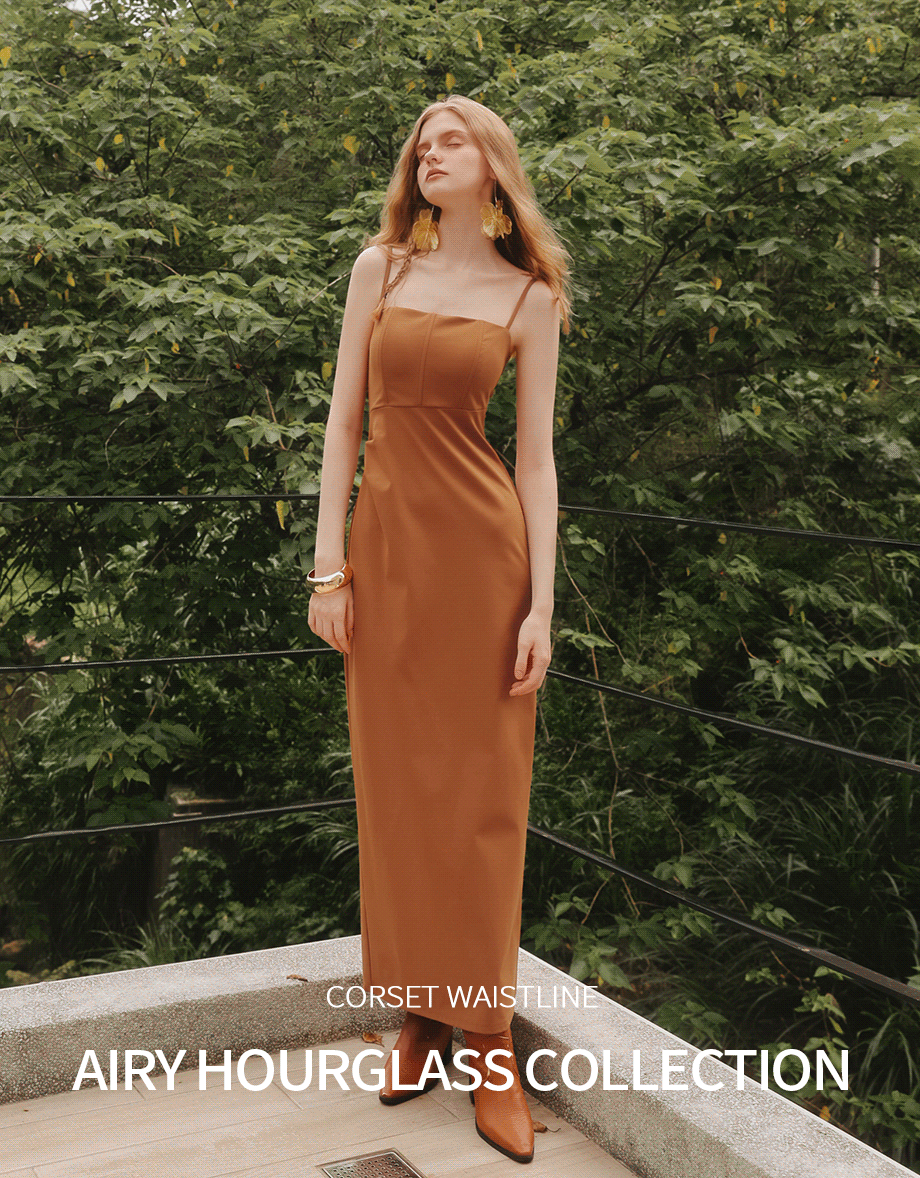 AIRY HOURGLASS Fitted Square Neck Padded Maxi Dress with Back Slit and Adjustable Straps